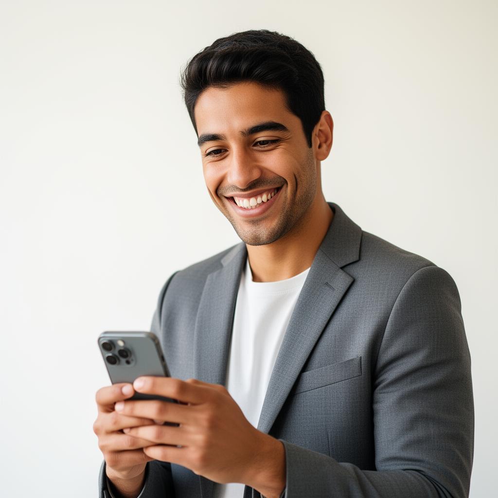 A confident business owner managing customers on WhatsApp with WhimConnect